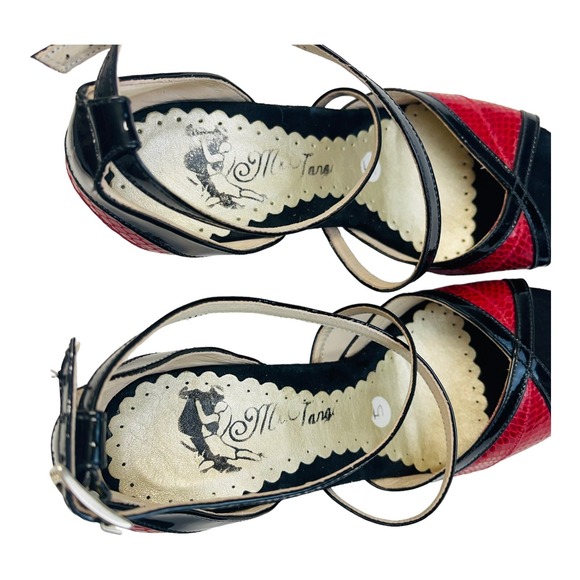 Mr Tango Shoes Women Size 5 Black Red Snake Skin Open Toe High Heels Dance Shoes - Picture 8 of 15
